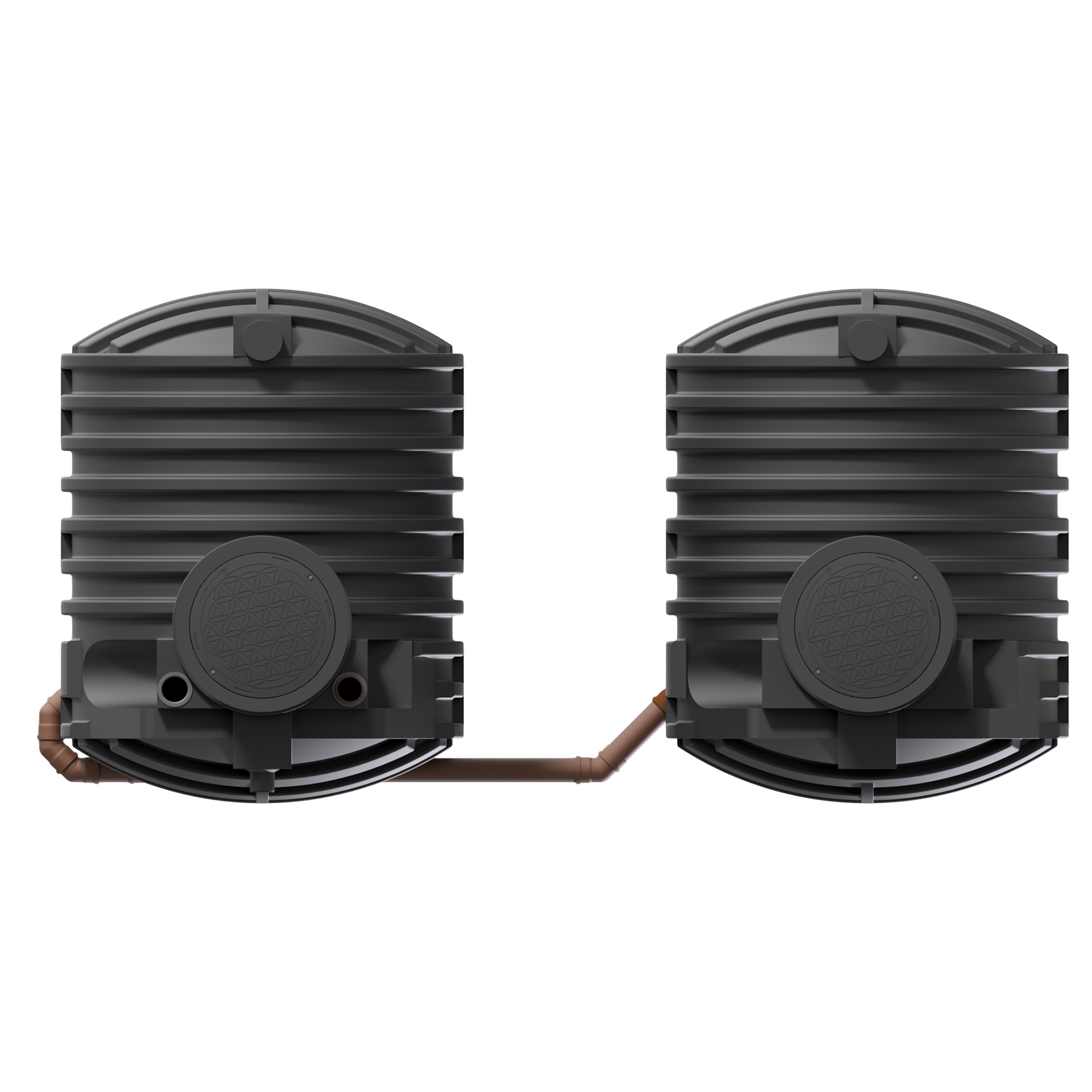 zwei verbundene Erdtanks, Draufsicht, 9400 Liter