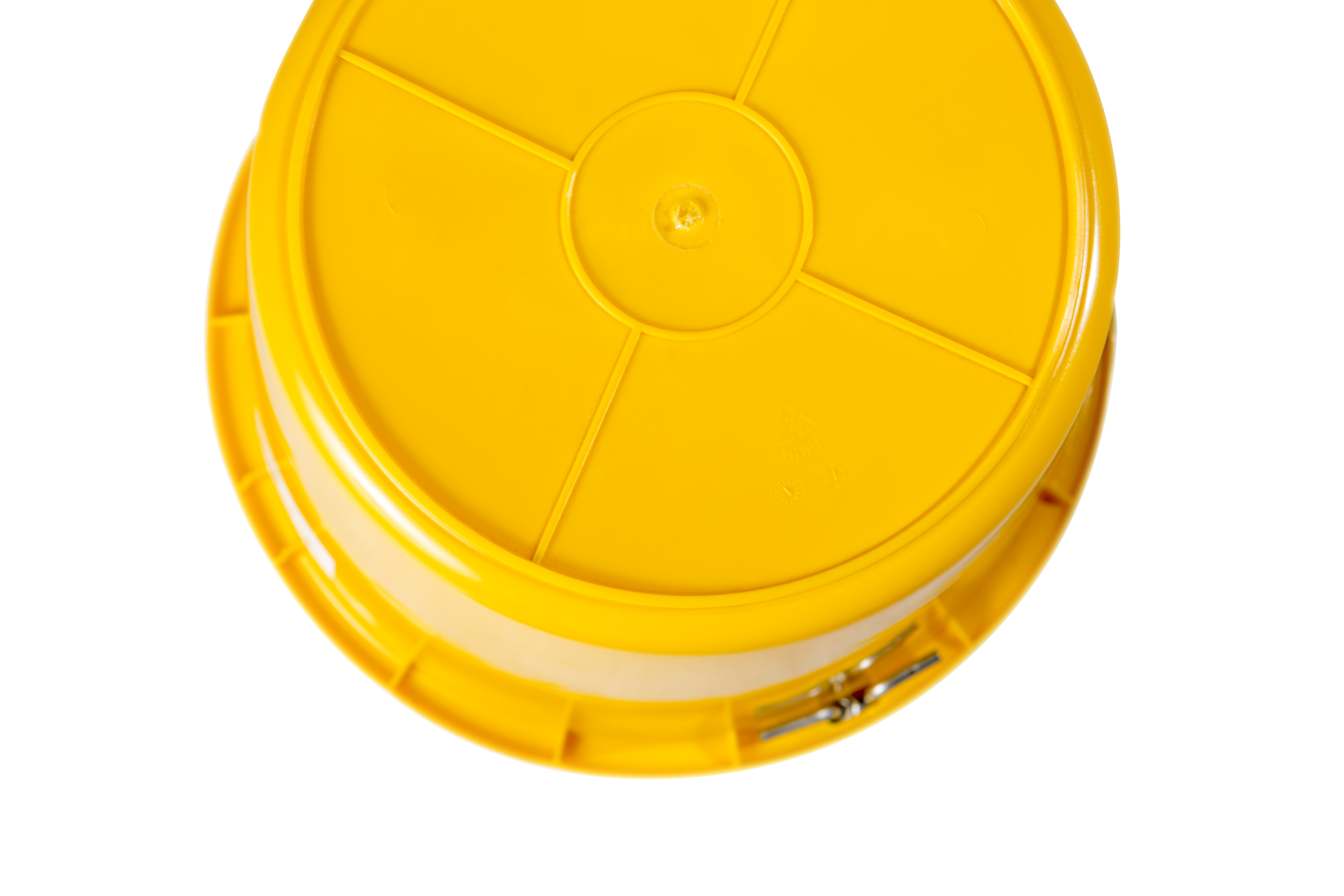 Gelber 12-Liter-Eimer, kranbar, Unteransicht