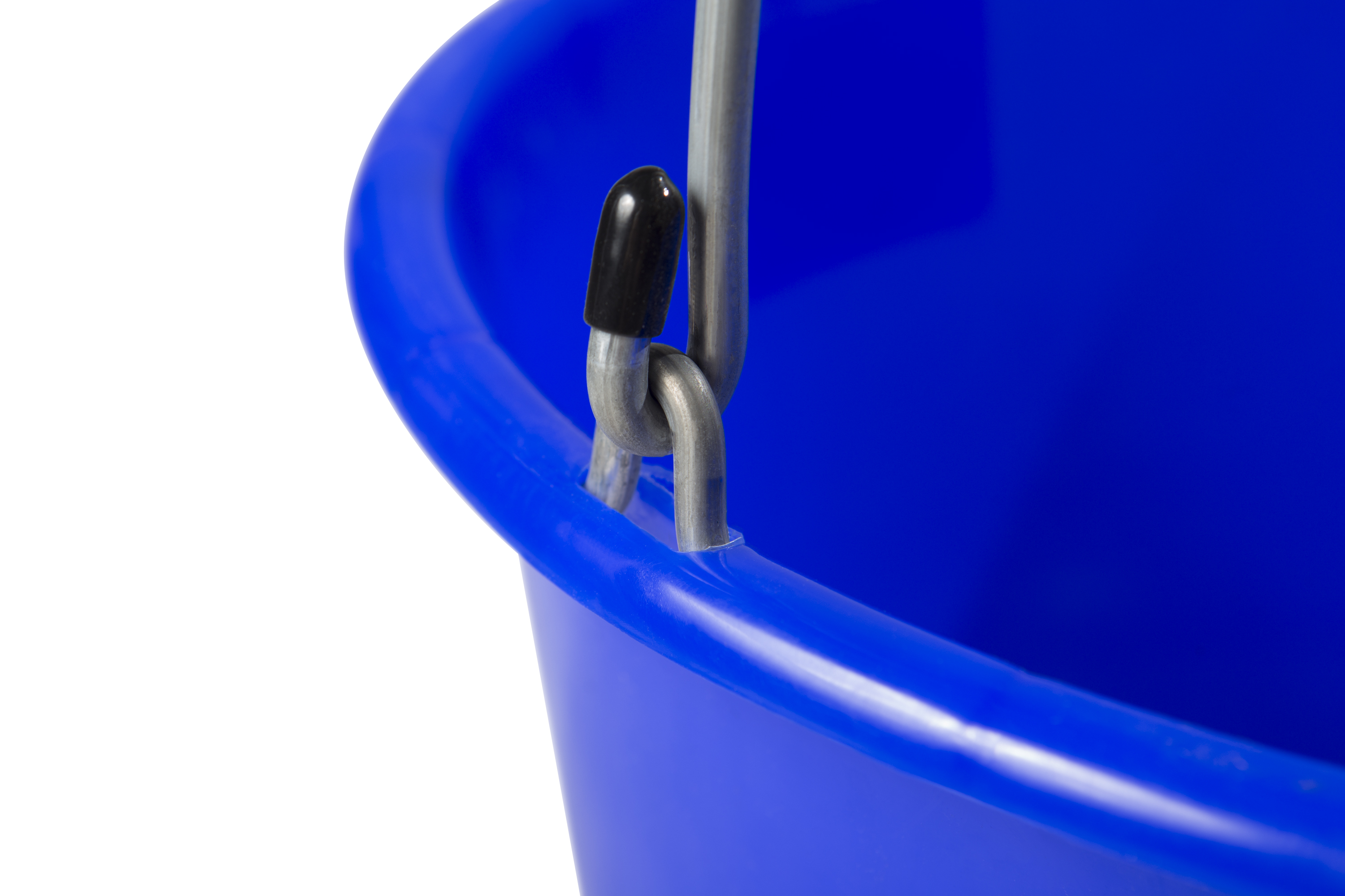 Blauer 20 Liter Eimer kranbar TÜV-geprüft Detailansicht Bügel