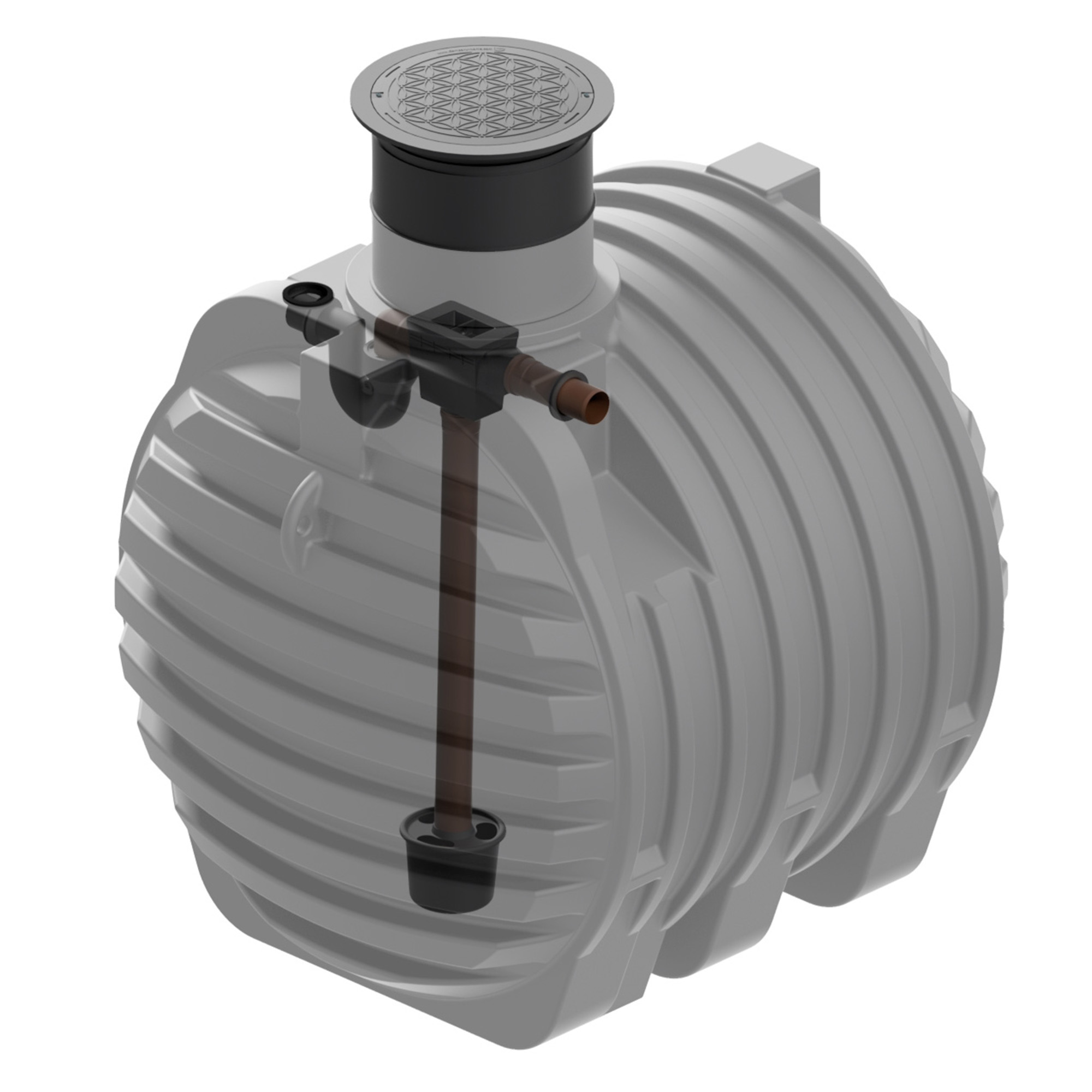 Erdtank 6500L mit Tankeinbaufilter, Innenansicht