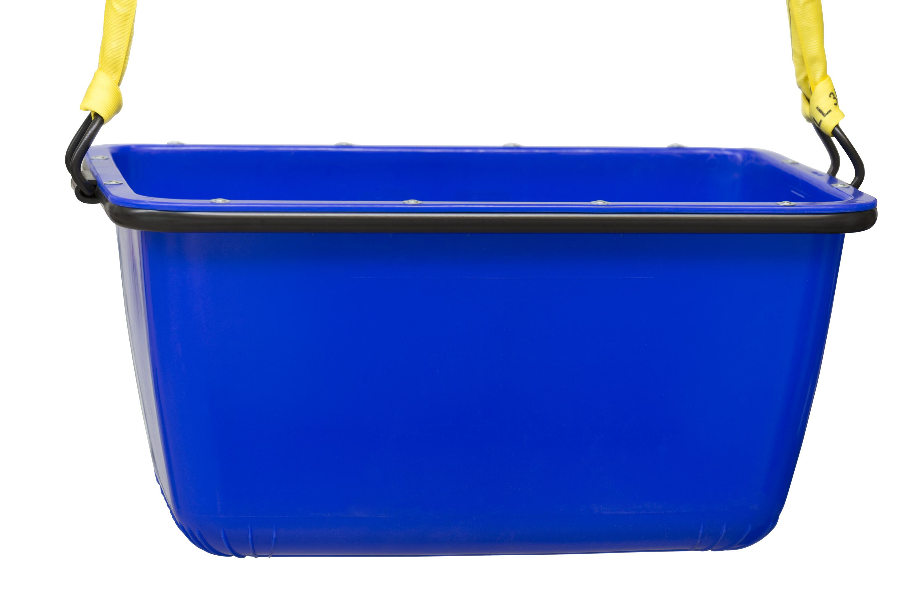 Blauer 200 Liter Kasten, kranbar, TÜV-geprüft ,Seitansicht