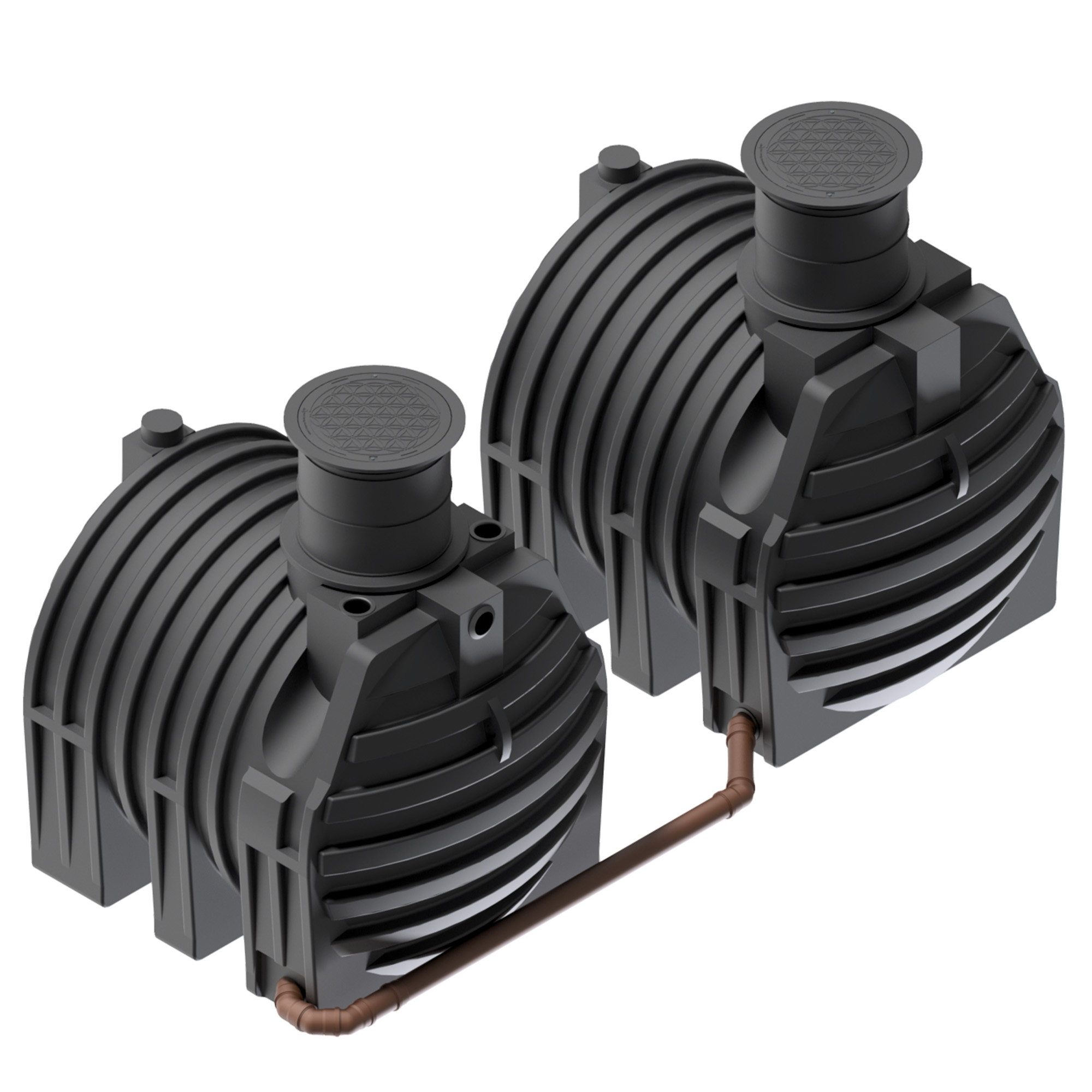 zwei verbundene erdtanks zusammen 9400 liter seitliche ansicht