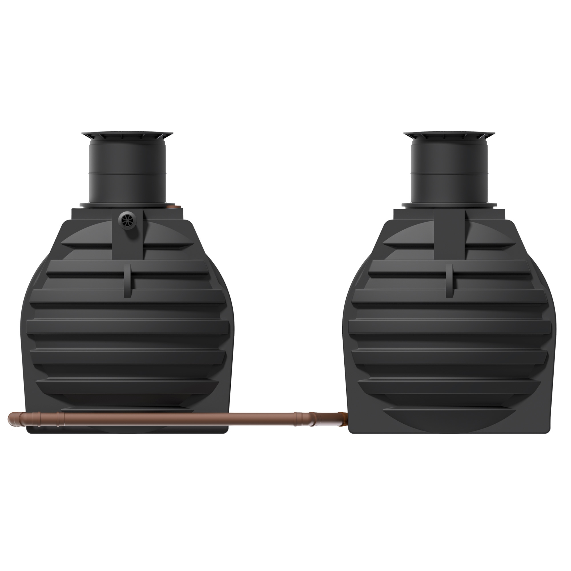 zwei verbundene Erdtanks, 9400 Liter, Hintenansicht