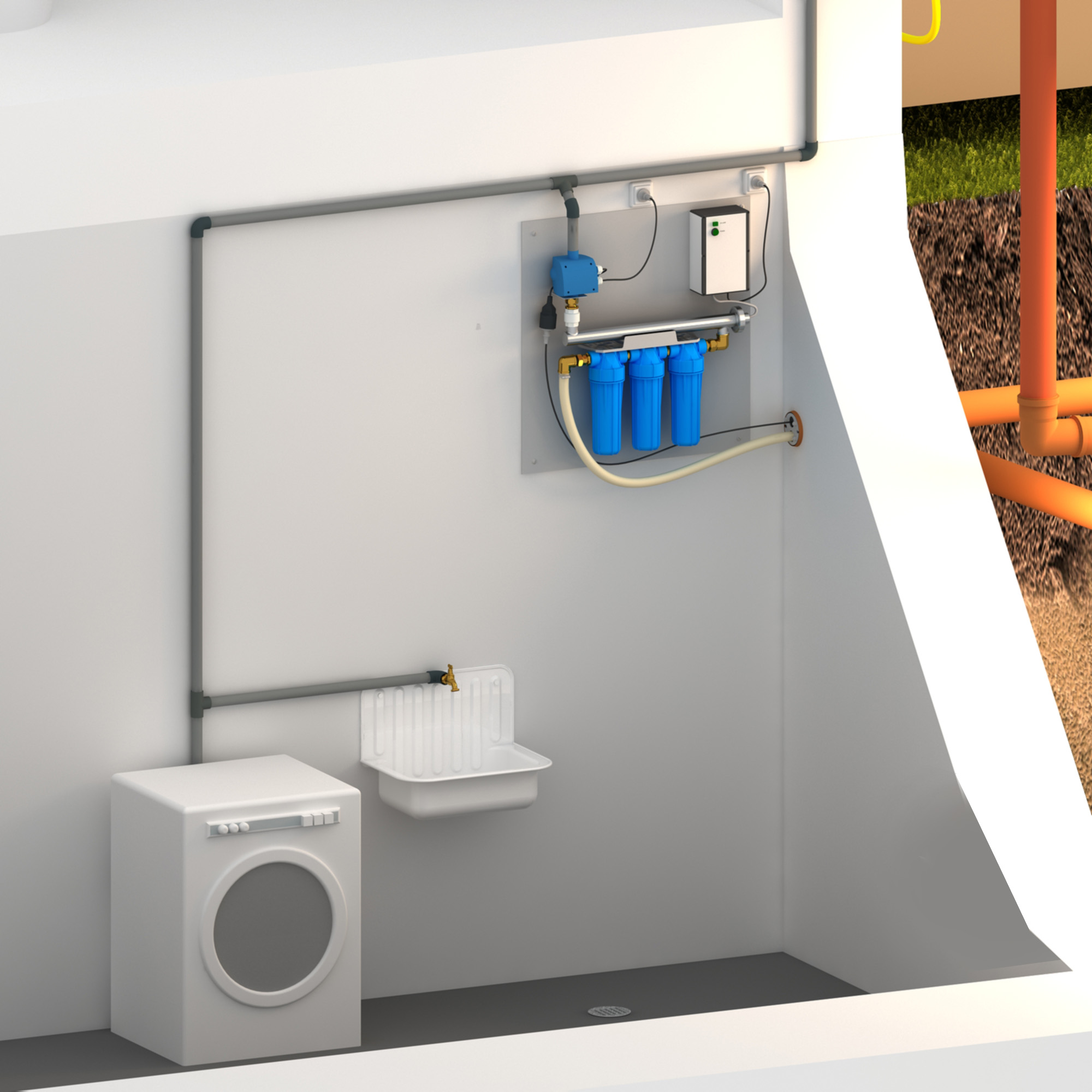 Trinkwasseraufbereitungssystem – Installation in Betrieb