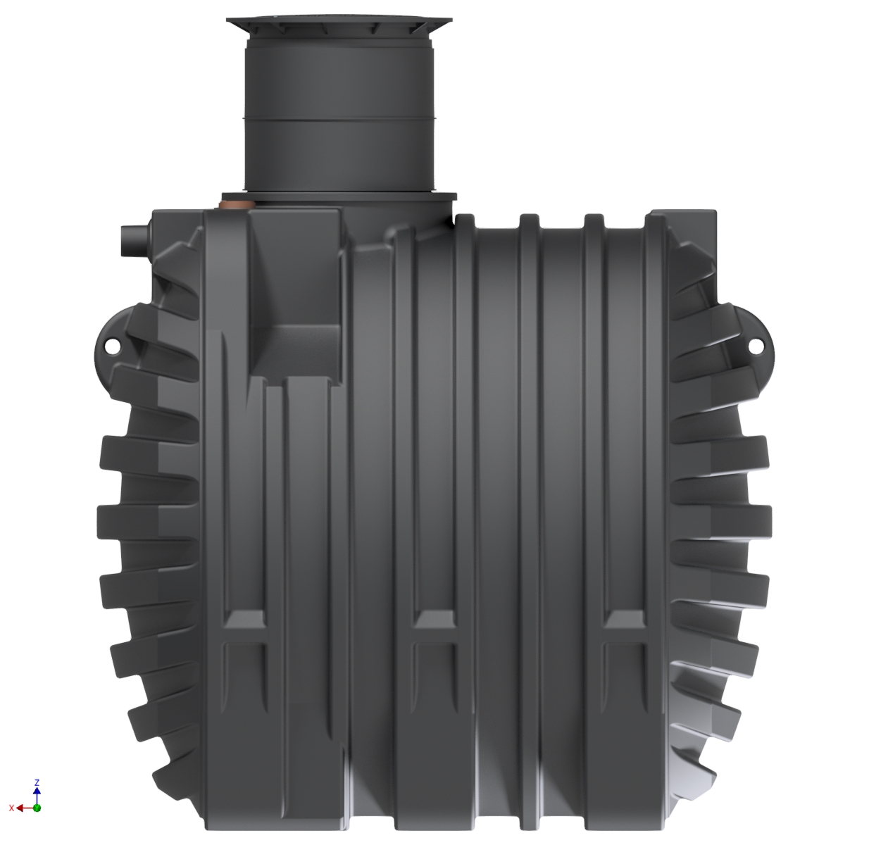 6500 L Erdtank mit Biovitor, Seitenansicht