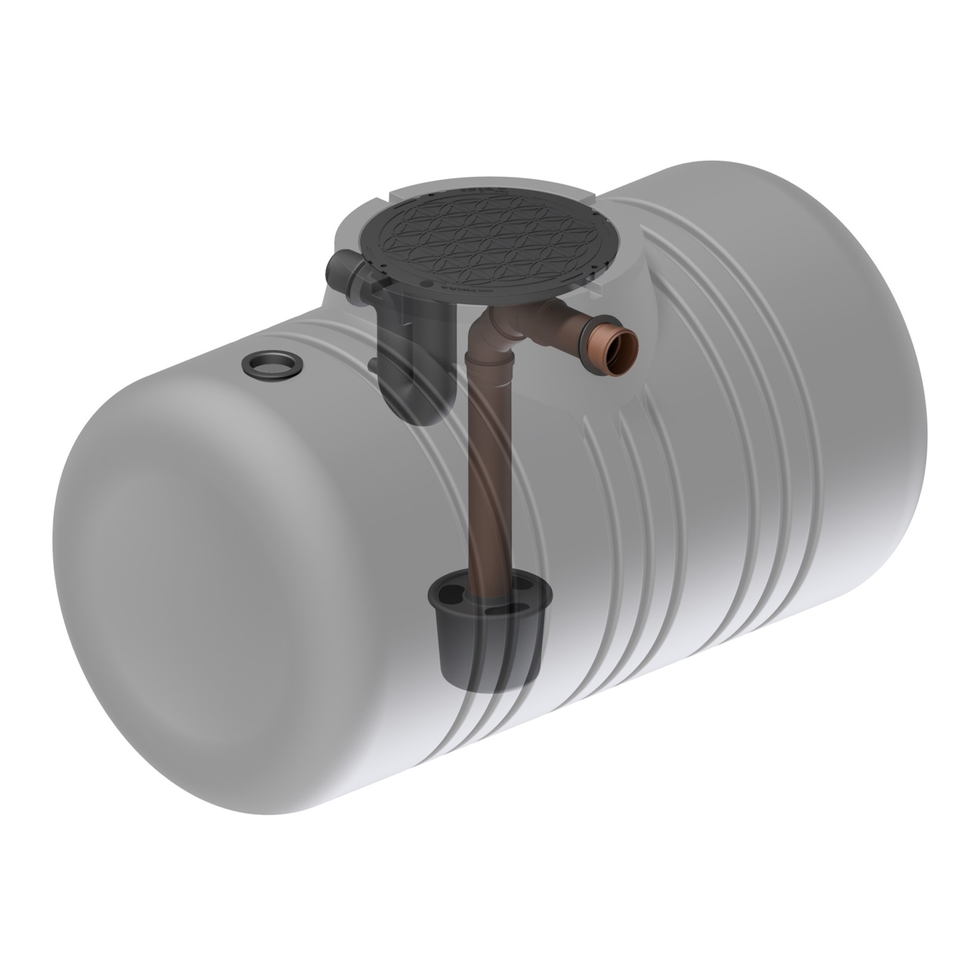 Erdtank 2100 Liter mit Zulaufberuhiger Innenansicht