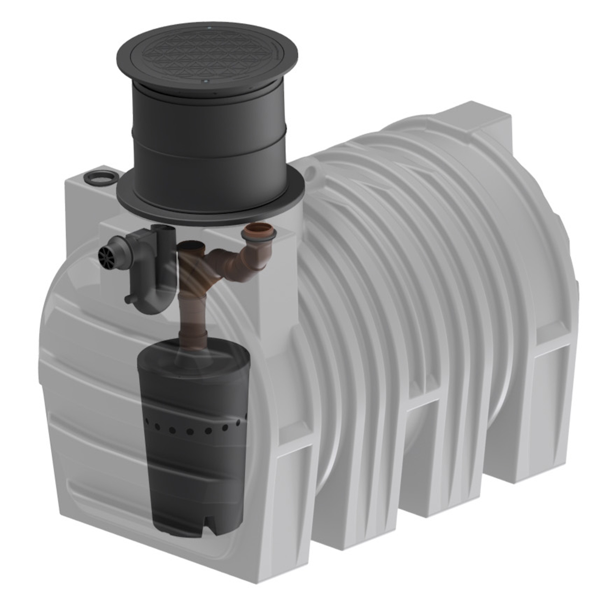 3300 L Erdtank mit Biovitor-Filter, Innenansicht