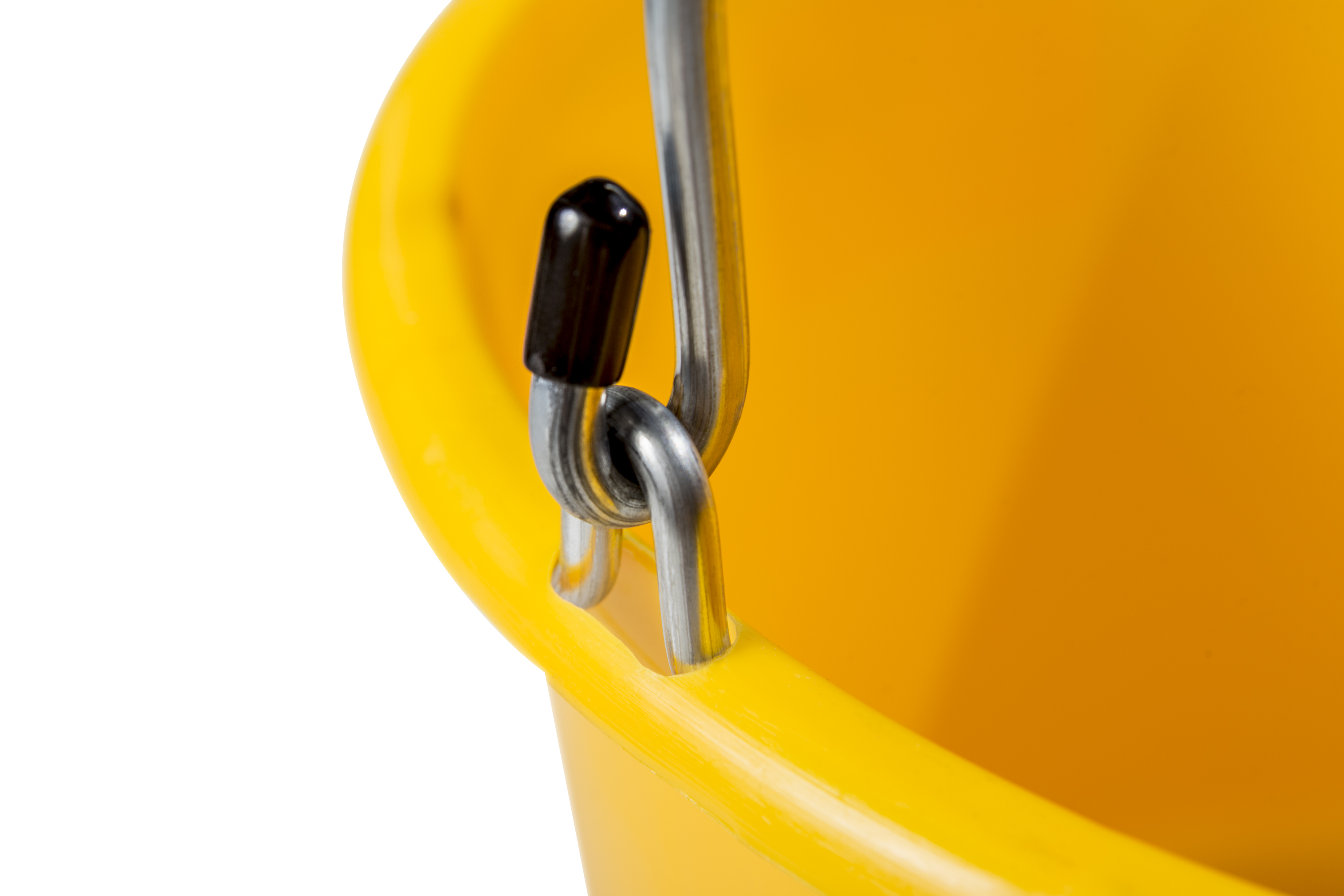 Gelber 12-Liter-Eimer mit Metallbügel, kranbar, Detailansicht